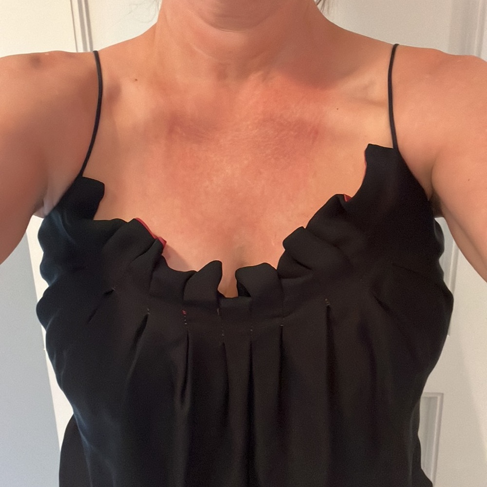 Wren black and maroon ruffle silk cami